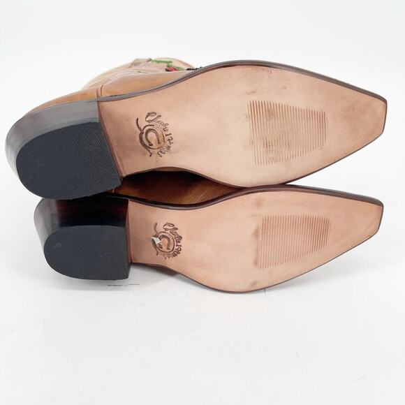 Lucchese Charlie 1 Horse Tan Beaded Flower Snip Toe Western Cowgirl Boot size 10 - Picture 11 of 15